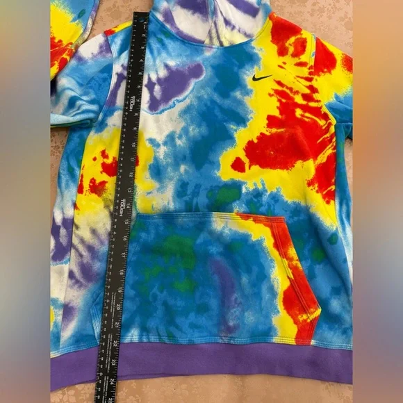 Nike Tie Dye Hoodie Multicolor Cotton Blend Pullover Sweatshirt Size Youth XL - Picture 9 of 10